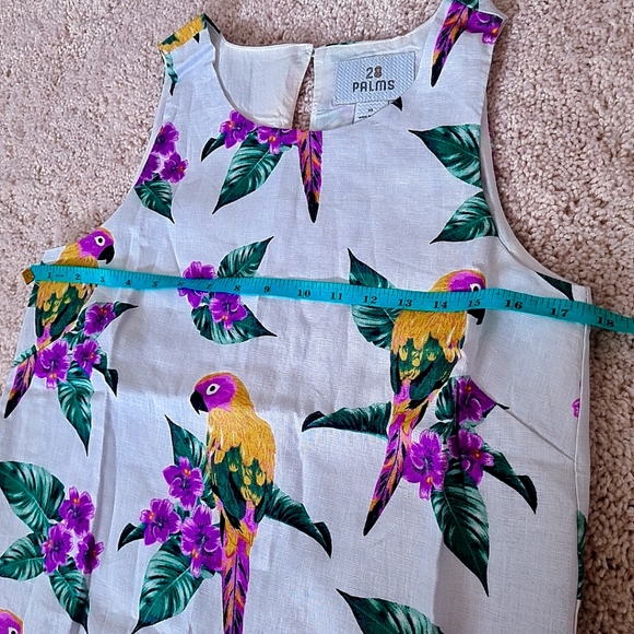 28 PALMS Women's Sleeveless Bird Floral Tropical Print Linen Sheath Dress - Picture 4 of 8